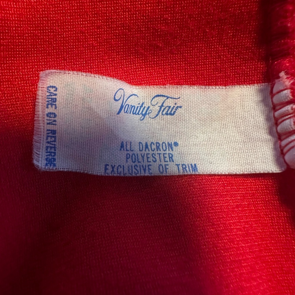 Vintage 70s Red Vanity Fair Lounge Maxi House Dress Sleepwear Large Traditional - Picture 4 of 16
